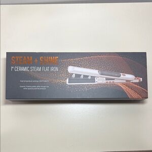Steam + Shine 1" Ceramic Steam Flat Iron - White and Gray